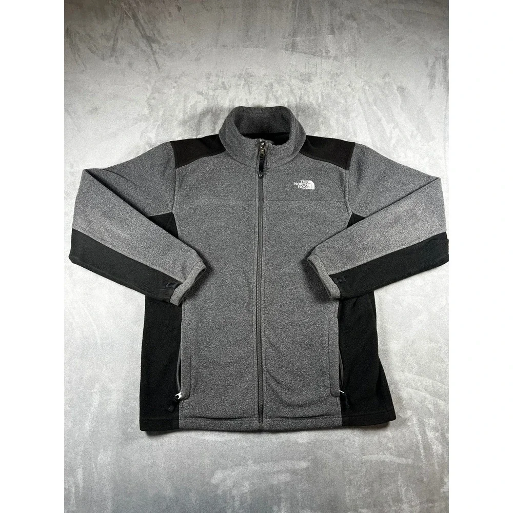 The North Face Jacket Mens Medium Gray Black‎ Fleece Full Zip Outdoor Hiking
